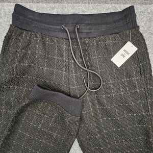 Mode of One Jogger Pants Mens Textured Grid Drawstring Deep‎ Black Medium NEW